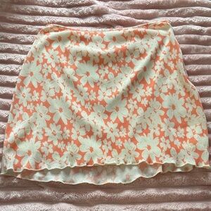 Le Lis Floral Mini Skirt in Orange and Cream